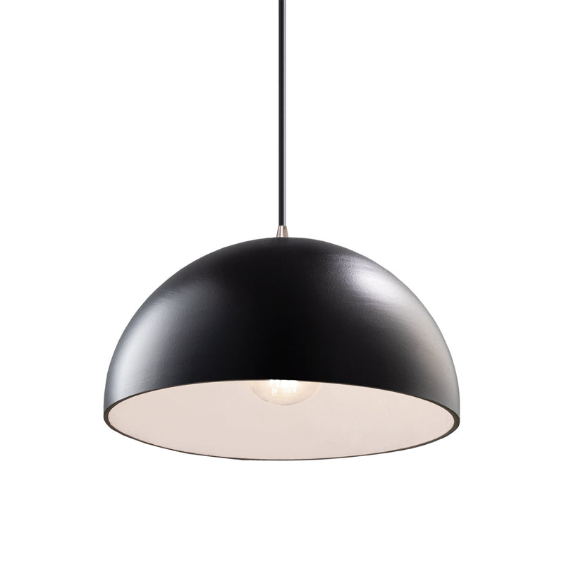 Justice Designs CER-6250-CRB-NCKL-BKCD One Light Pendant, Carbon - Matte Black