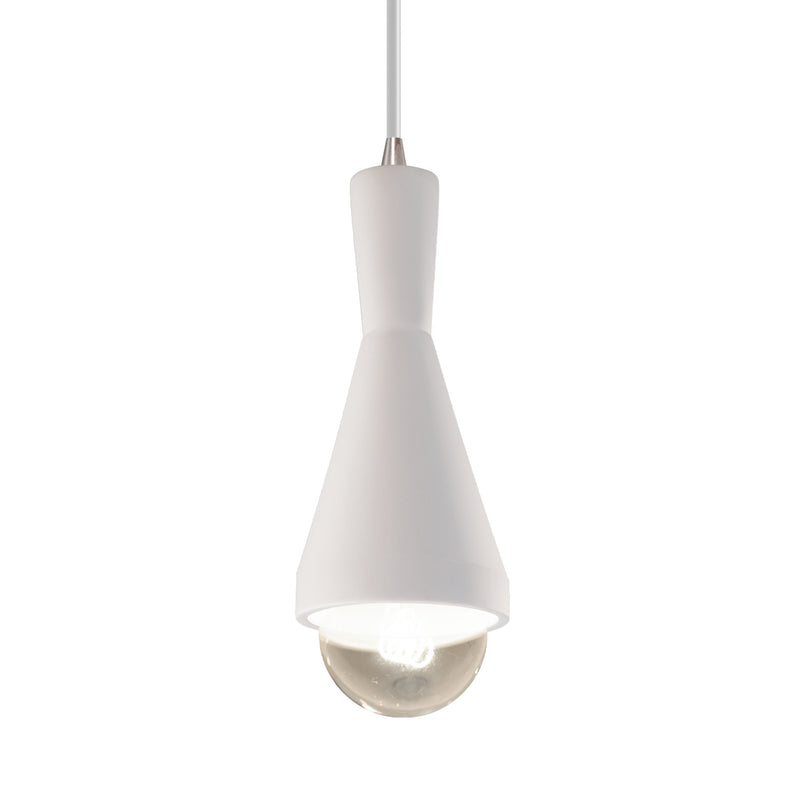 Justice Designs CER-6520-BIS-NCKL-WTCD One Light Pendant, Bisque