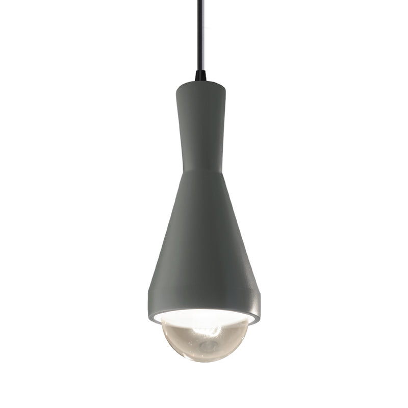 Justice Designs CER-6520-PWGN-MBLK-BKCD One Light Pendant, Pewter Green