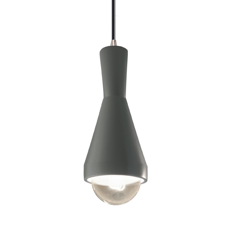 Justice Designs CER-6520-PWGN-NCKL-BKCD One Light Pendant, Pewter Green