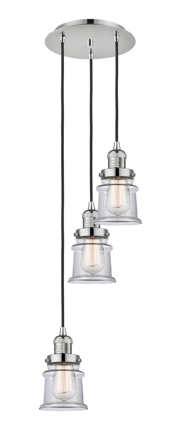 Innovations 113F-3P-PN-G182S Three Light Pendant, Polished Nickel