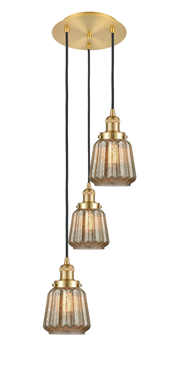 Innovations 113F-3P-SG-G146 Three Light Pendant, Satin Gold
