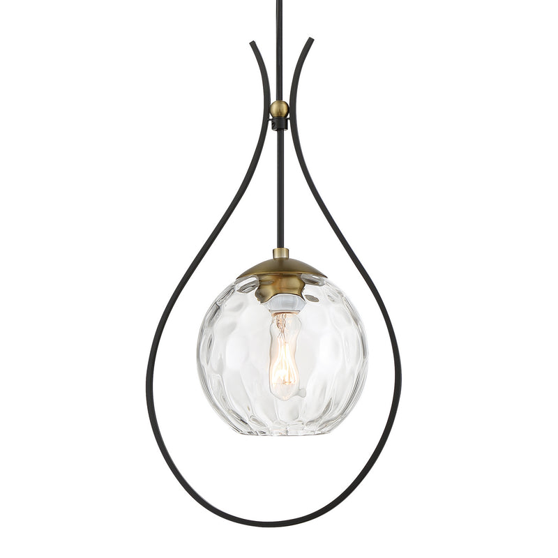 Minka-Lavery 1531-726 One Light Mini Pendant, Coal And Soft Brass