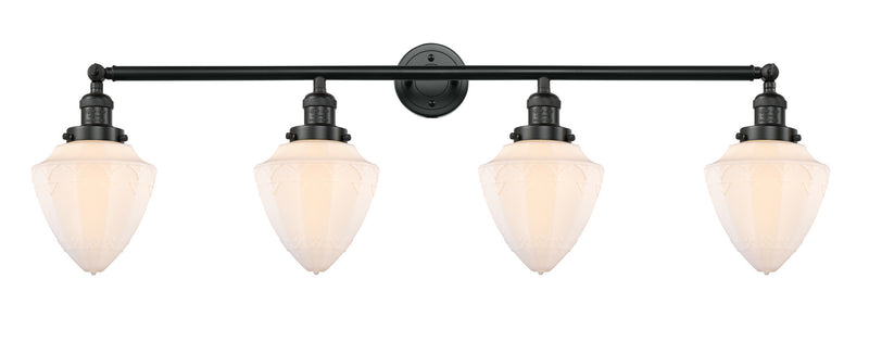 Innovations 215-BK-G661-7 Four Light Bath Vanity, Matte Black
