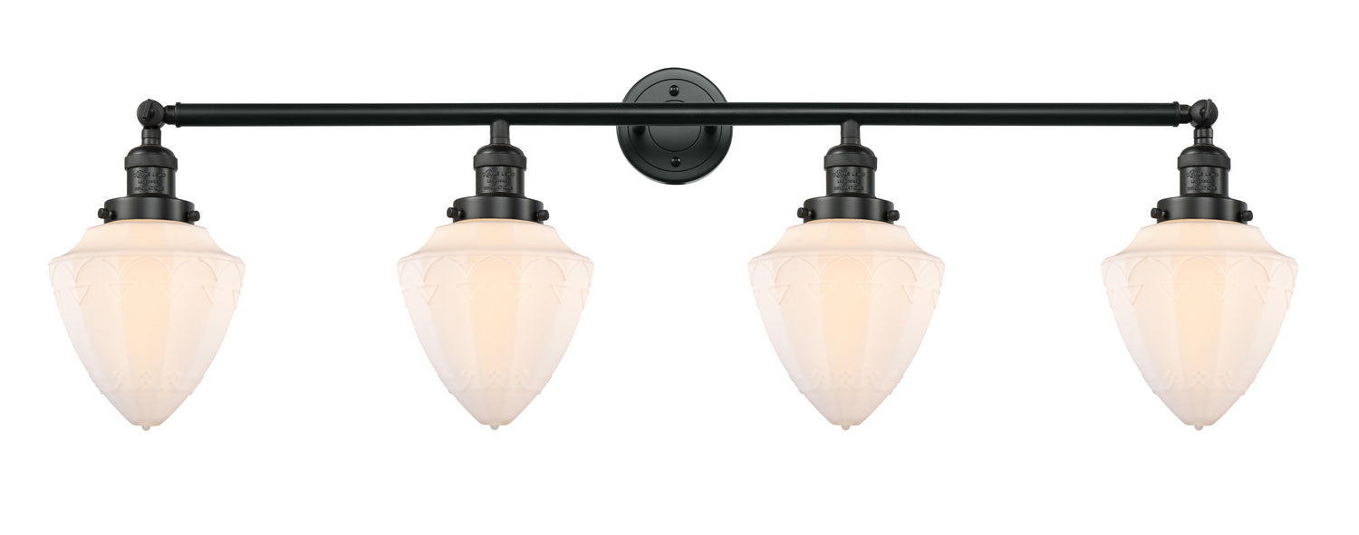Innovations 215-BK-G661-7 Four Light Bath Vanity, Matte Black
