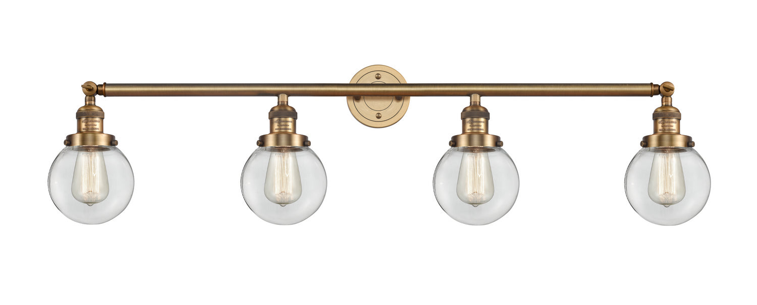 Innovations 215-BB-G202-6 Four Light Bath Vanity, Brushed Brass