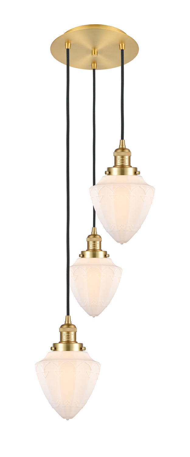 Innovations 113F-3P-SG-G661-7 Three Light Pendant, Satin Gold