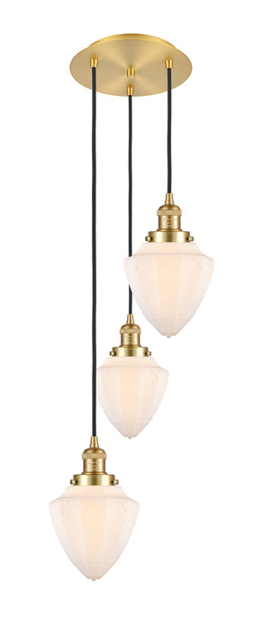 Innovations 113F-3P-SG-G661-7 Three Light Pendant, Satin Gold