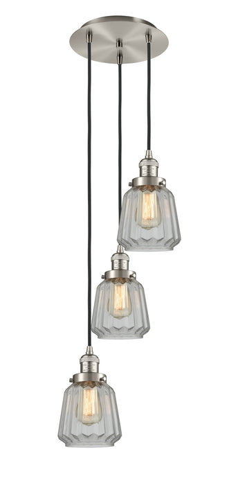 Innovations 113F-3P-SN-G142 Three Light Pendant, Brushed Satin Nickel