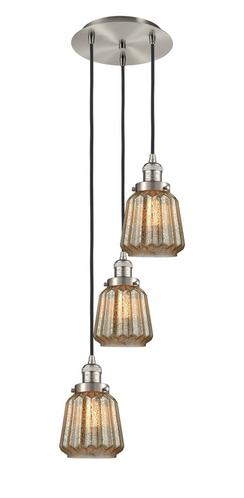 Innovations 113F-3P-SN-G146 Three Light Pendant, Brushed Satin Nickel