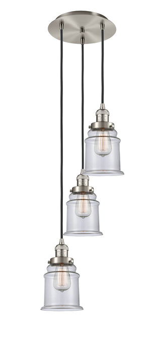 Innovations 113F-3P-SN-G182 Three Light Pendant, Brushed Satin Nickel