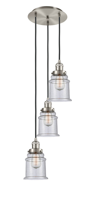 Innovations 113F-3P-SN-G184 Three Light Pendant, Brushed Satin Nickel