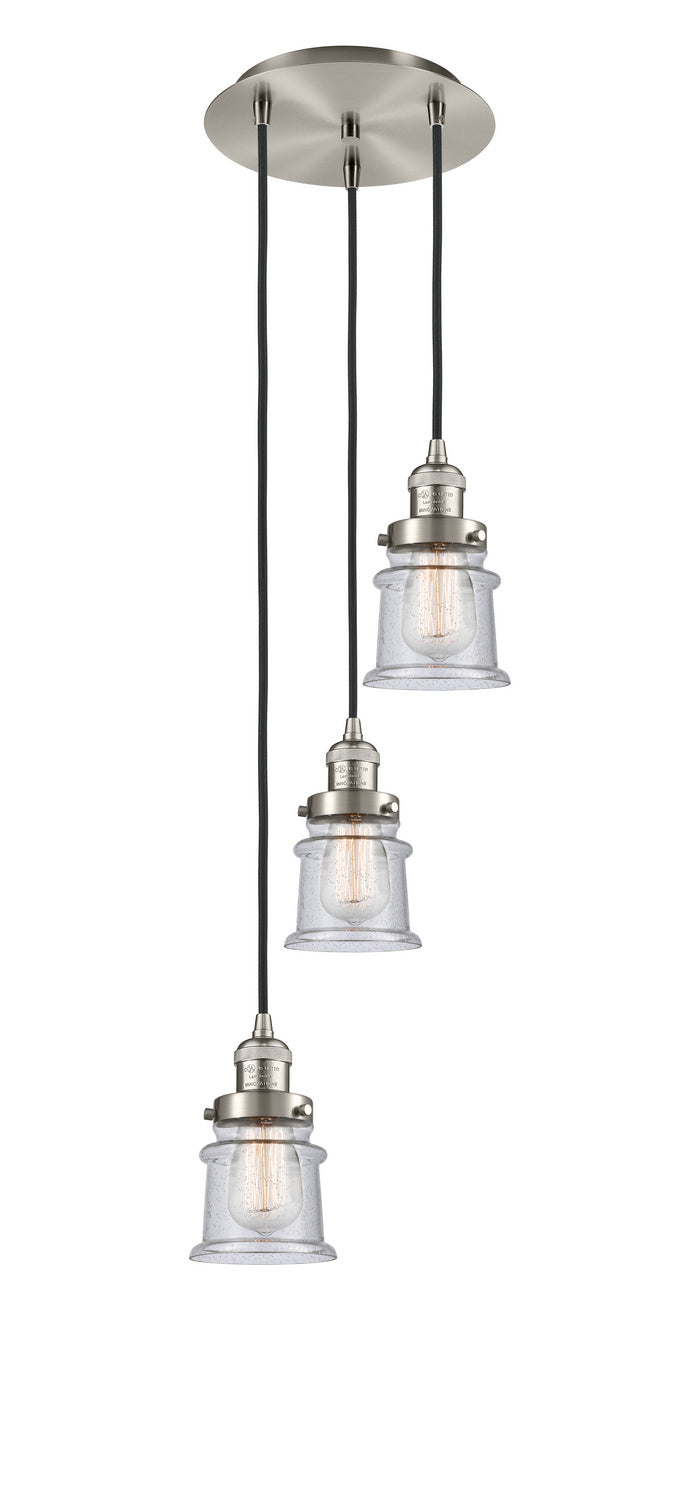 Innovations 113F-3P-SN-G184S Three Light Pendant, Brushed Satin Nickel
