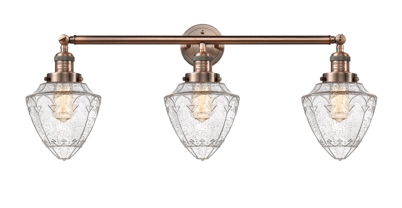 Innovations 205-AC-G664-7 Three Light Bath Vanity, Antique Copper