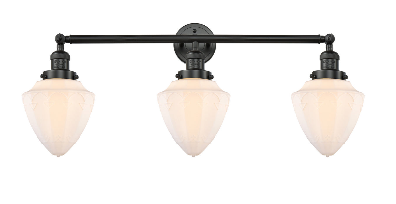 Innovations 205-BK-G661-7 Three Light Bath Vanity, Matte Black