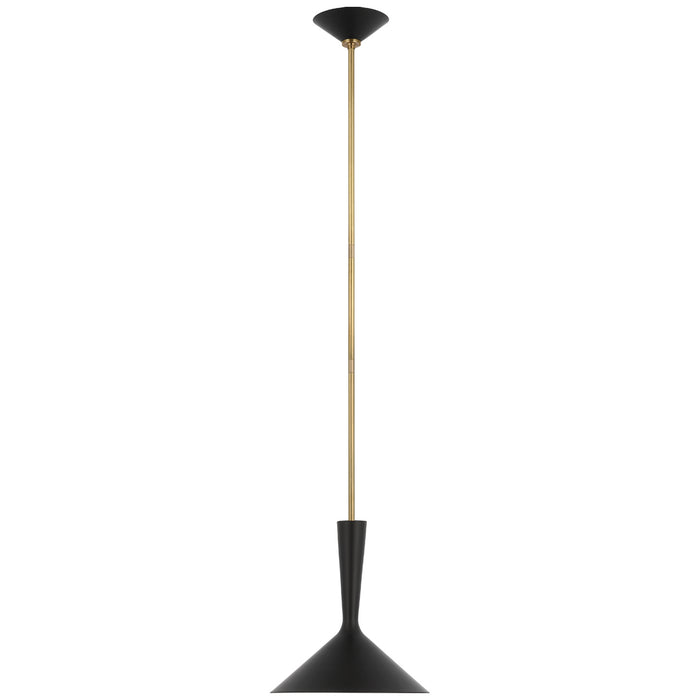 Visual Comfort Signature ARN 5540BLK/HAB LED Pendant, Matte Black and Hand-Rubbed Antique Brass