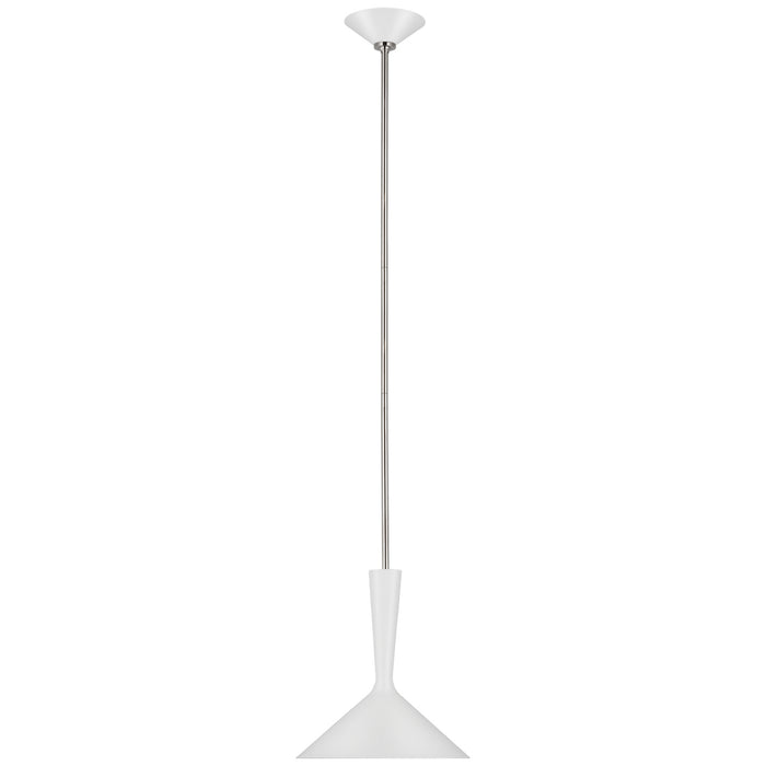 Visual Comfort Signature ARN 5540WHT/PN LED Pendant, Matte White and Polished Nickel