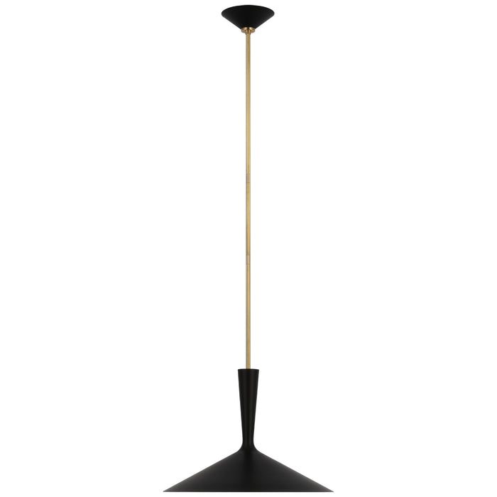 Visual Comfort Signature ARN 5541BLK/HAB LED Pendant, Matte Black and Hand-Rubbed Antique Brass