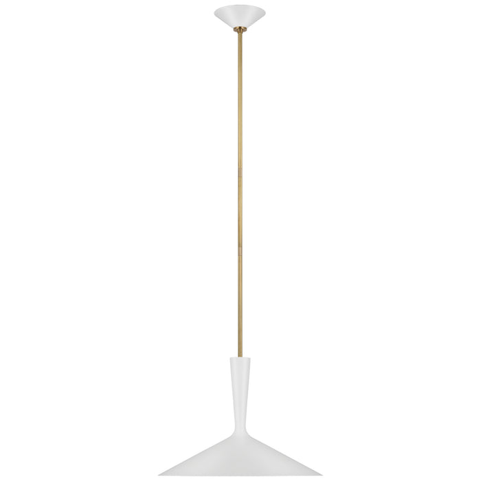 Visual Comfort Signature ARN 5541WHT/HAB LED Pendant, Matte White and Hand-Rubbed Antique Brass