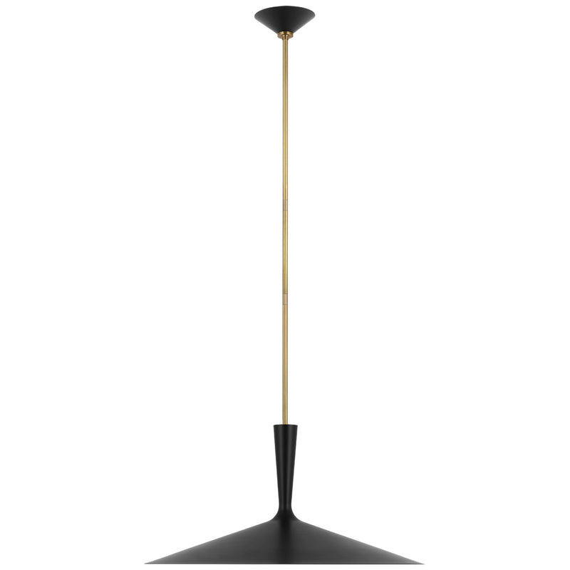 Visual Comfort Signature ARN 5542BLK/HAB LED Pendant, Matte Black and Hand-Rubbed Antique Brass