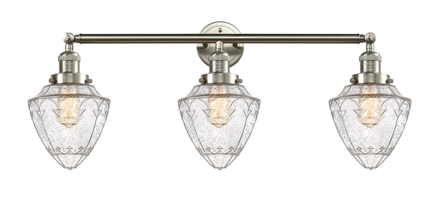 Innovations 205-SN-G664-7 Three Light Bath Vanity, Brushed Satin Nickel