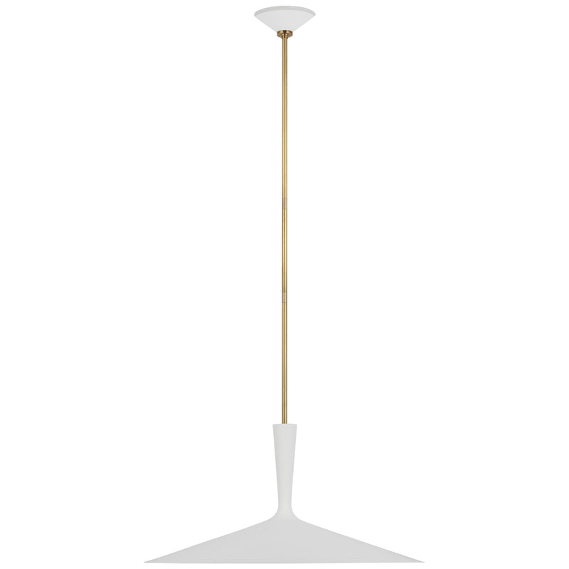 Visual Comfort Signature ARN 5542WHT/HAB LED Pendant, Matte White and Hand-Rubbed Antique Brass