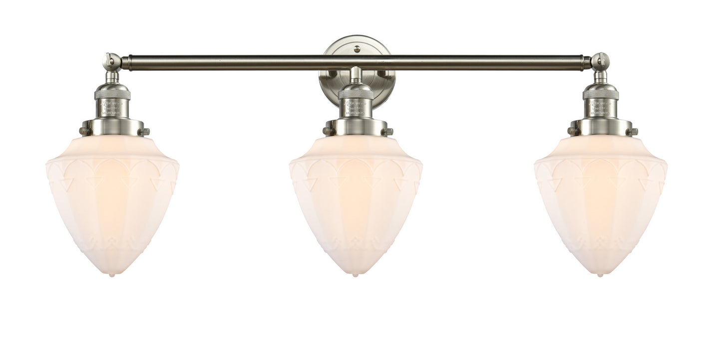 Innovations 205-SN-G661-7 Three Light Bath Vanity, Brushed Satin Nickel