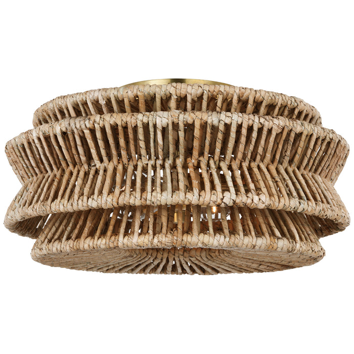 Visual Comfort Signature CHC 4015AB/NAB LED Semi-Flush Mount, Antique-Burnished Brass and Natural Abaca