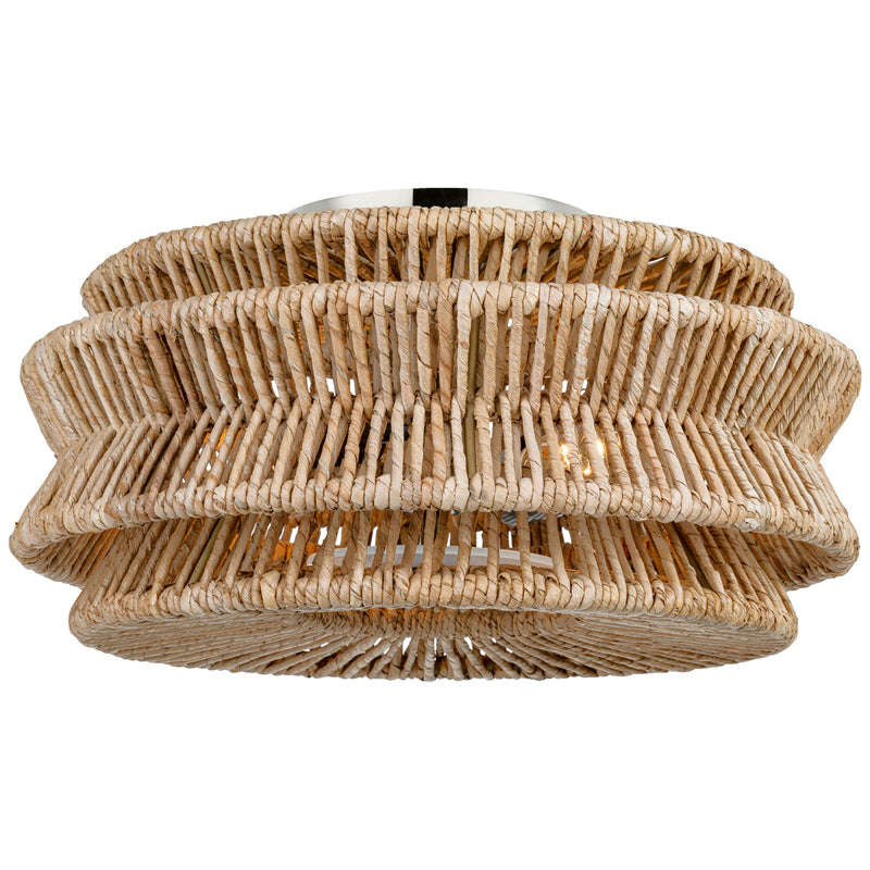 Visual Comfort Signature CHC 4015PN/NAB LED Semi-Flush Mount, Polished Nickel and Natural Abaca