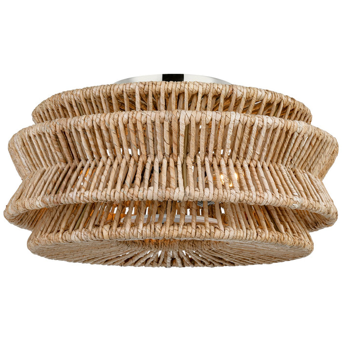 Visual Comfort Signature CHC 4015PN/NAB LED Semi-Flush Mount, Polished Nickel and Natural Abaca