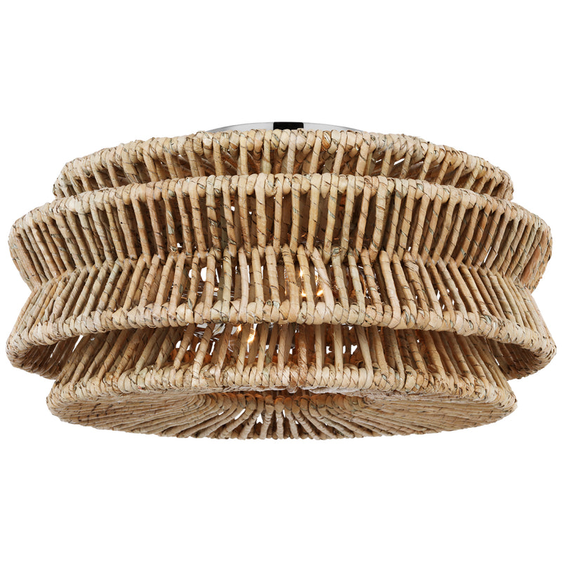 Visual Comfort Signature CHC 4015PN/NAB LED Semi-Flush Mount, Polished Nickel and Natural Abaca