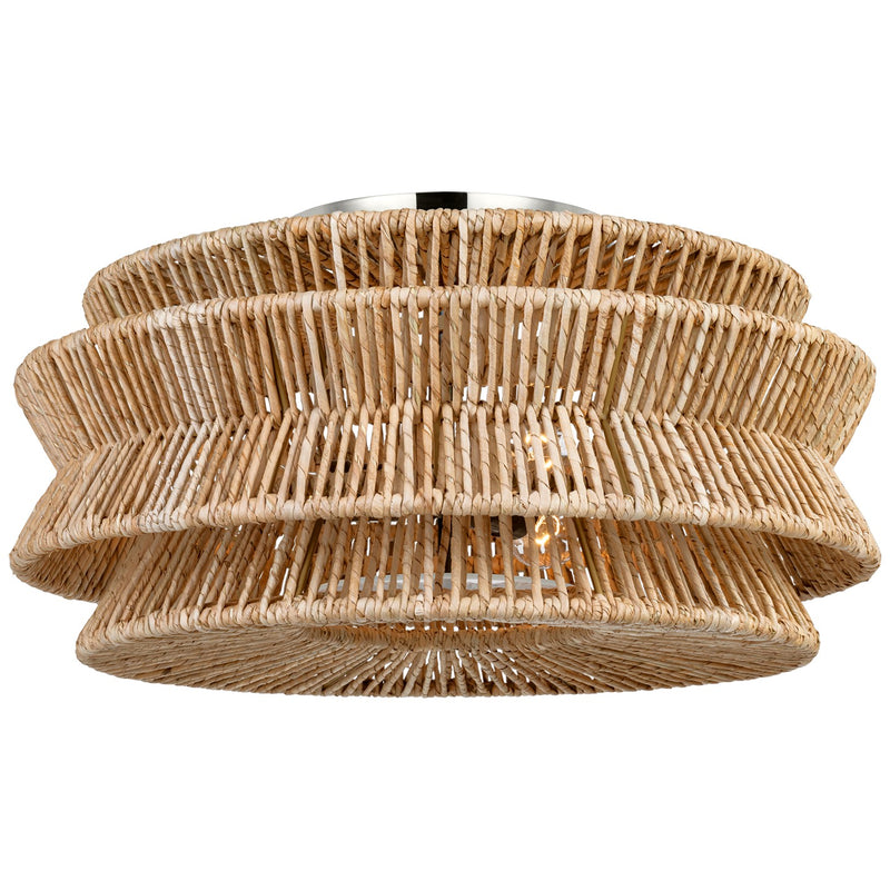 Visual Comfort Signature CHC 4016PN/NAB LED Semi-Flush Mount, Polished Nickel and Natural Abaca