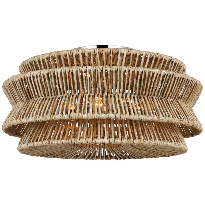 Visual Comfort Signature CHC 4016PN/NAB LED Semi-Flush Mount, Polished Nickel and Natural Abaca