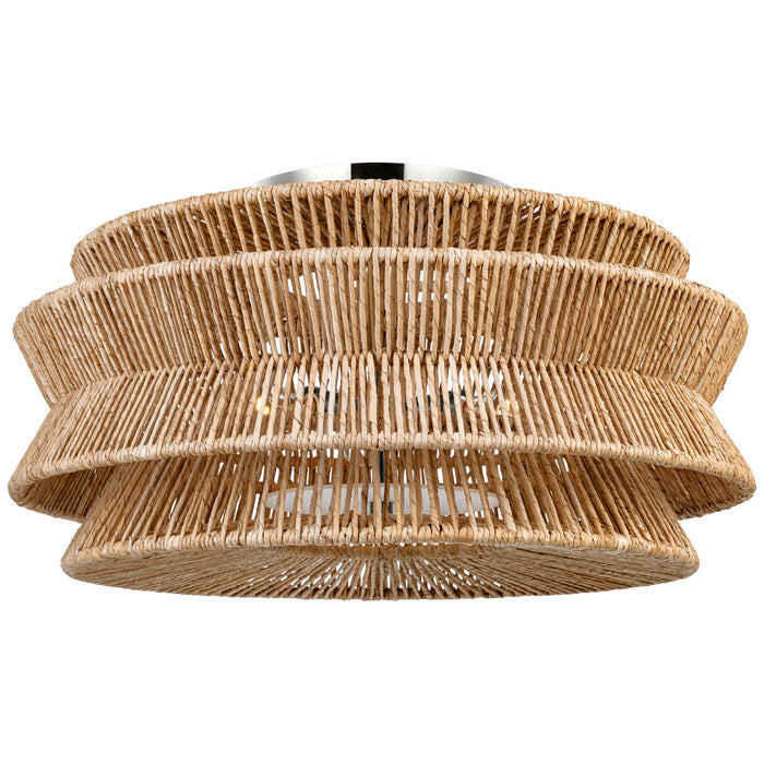 Visual Comfort Signature CHC 4017PN/NAB LED Semi-Flush Mount, Polished Nickel and Natural Abaca