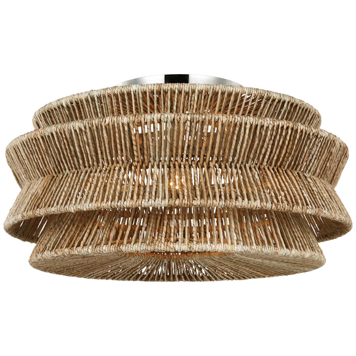 Visual Comfort Signature CHC 4017PN/NAB LED Semi-Flush Mount, Polished Nickel and Natural Abaca