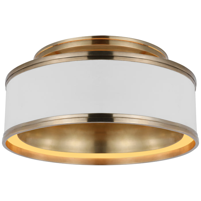 Visual Comfort Signature CHC 4611WHT/AB LED Flush Mount, Matte White and Antique-Burnished Brass