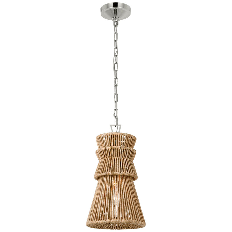 Visual Comfort Signature CHC 5020PN/NAB LED Pendant, Polished Nickel and Natural Abaca