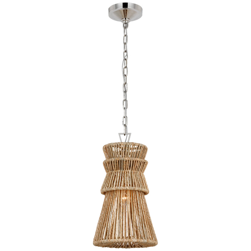 Visual Comfort Signature CHC 5020PN/NAB LED Pendant, Polished Nickel and Natural Abaca