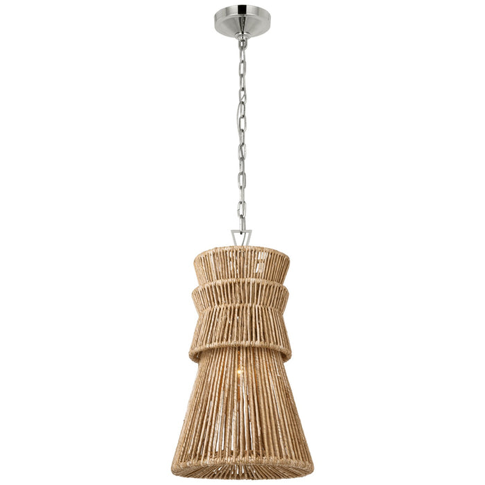 Visual Comfort Signature CHC 5021PN/NAB LED Pendant, Polished Nickel and Natural Abaca