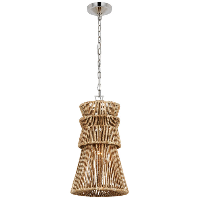 Visual Comfort Signature CHC 5021PN/NAB LED Pendant, Polished Nickel and Natural Abaca