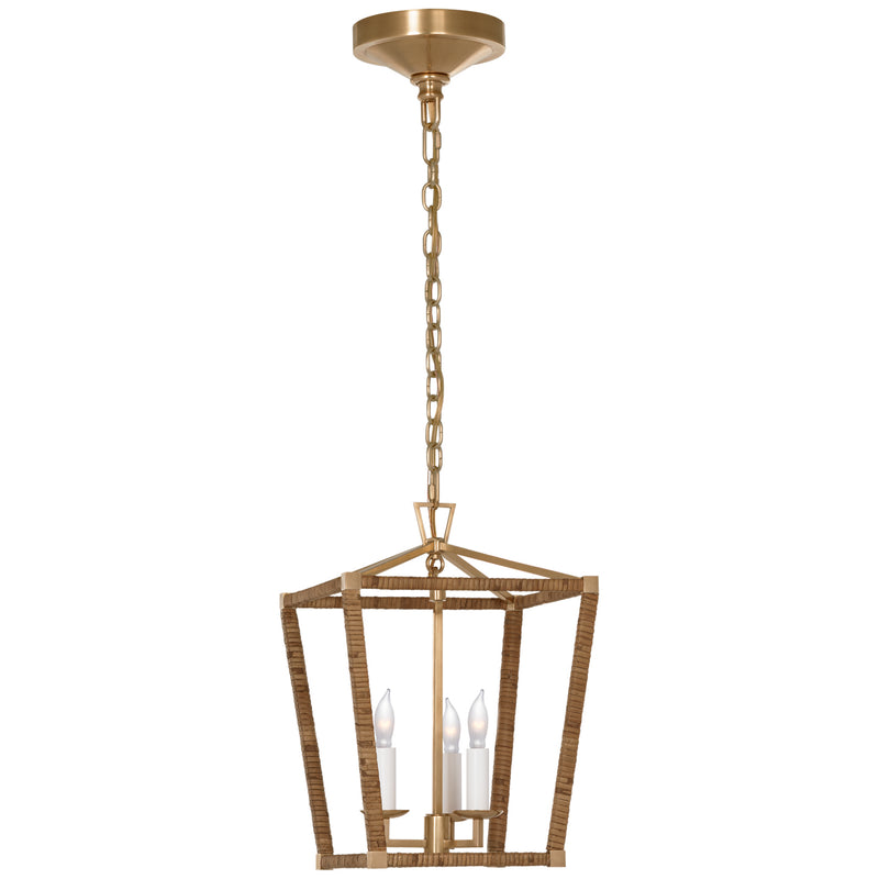 Visual Comfort Signature CHC 5875AB/NRT LED Lantern, Antique-Burnished Brass and Natural Rattan