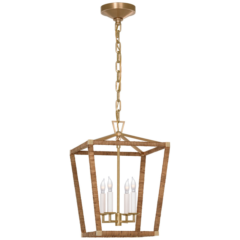 Visual Comfort Signature CHC 5876AB/NRT LED Lantern, Antique-Burnished Brass and Natural Rattan