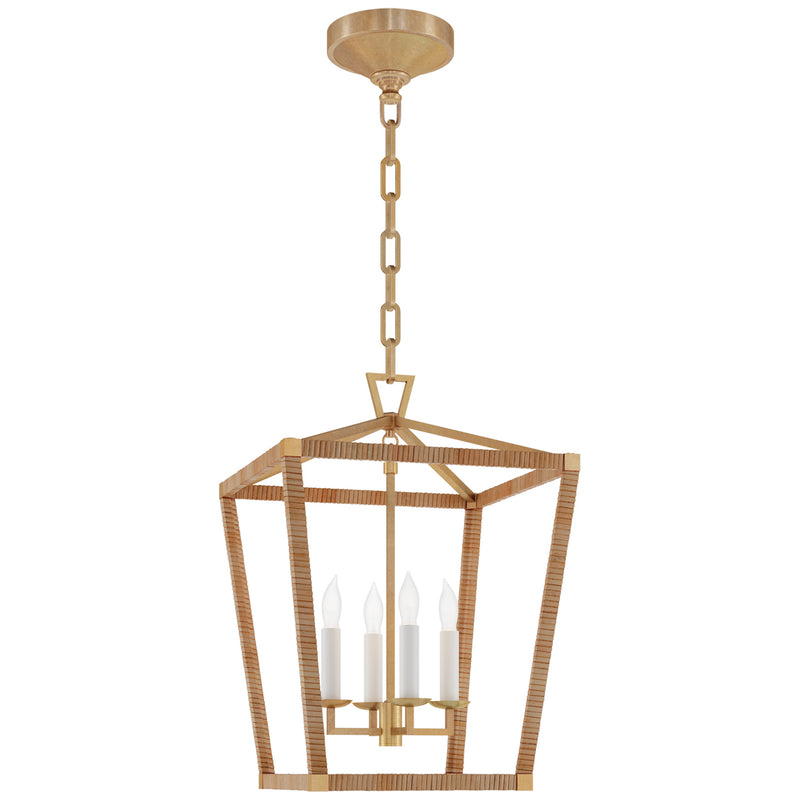Visual Comfort Signature CHC 5876AB/NRT LED Lantern, Antique-Burnished Brass and Natural Rattan