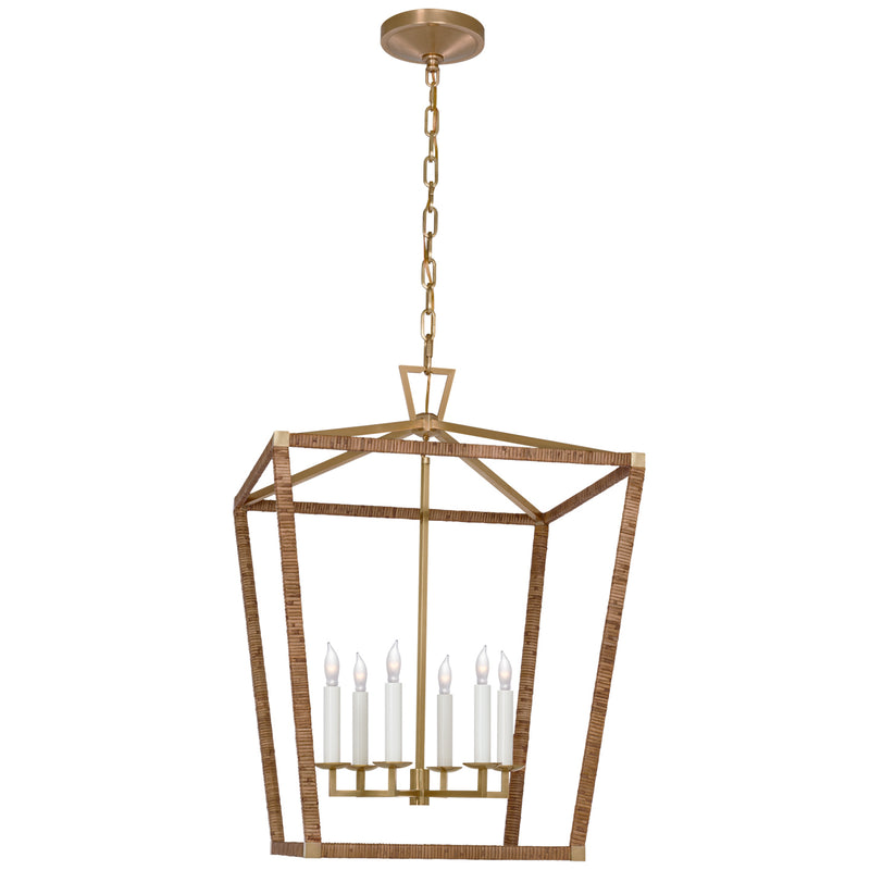 Visual Comfort Signature CHC 5879AB/NRT LED Lantern, Antique-Burnished Brass and Natural Rattan
