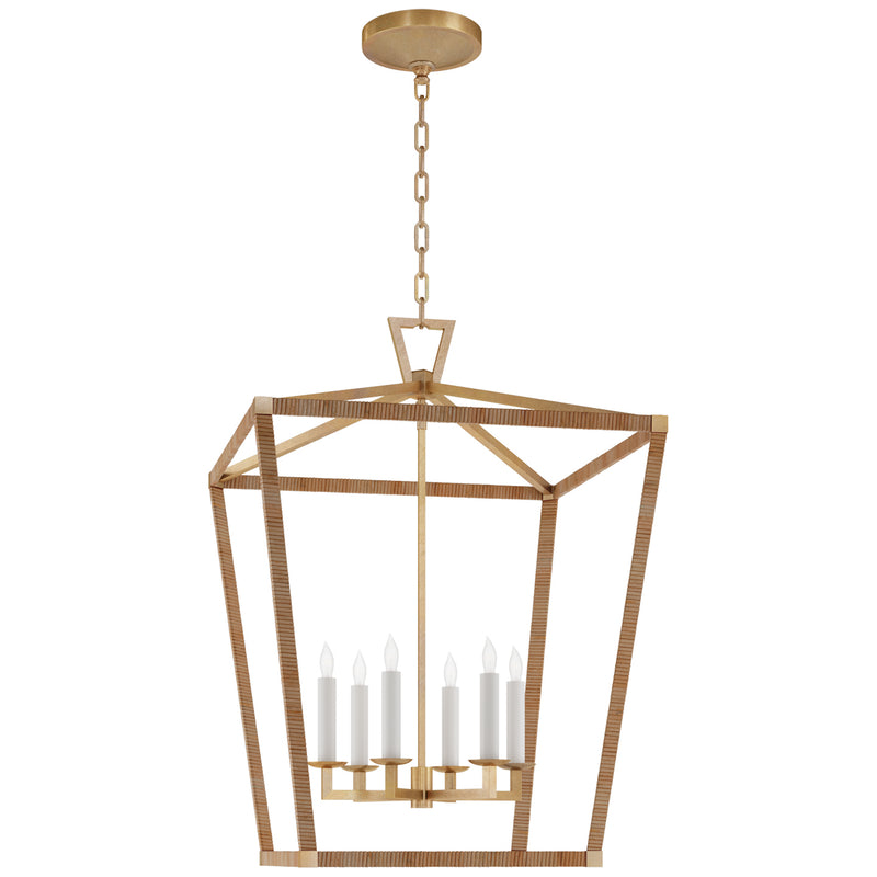 Visual Comfort Signature CHC 5879AB/NRT LED Lantern, Antique-Burnished Brass and Natural Rattan