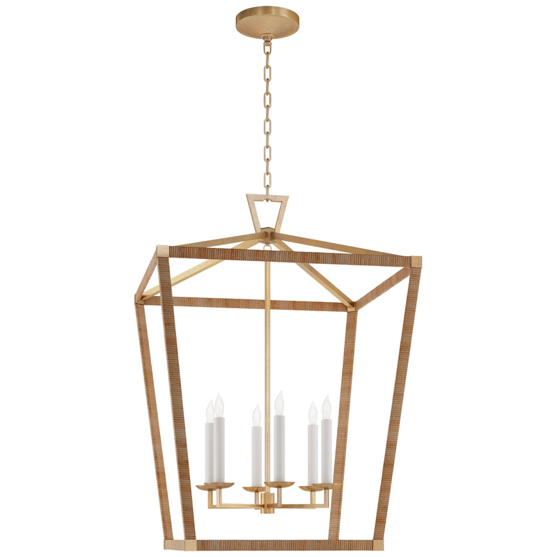Visual Comfort Signature CHC 5881AB/NRT LED Lantern, Antique-Burnished Brass and Natural Rattan