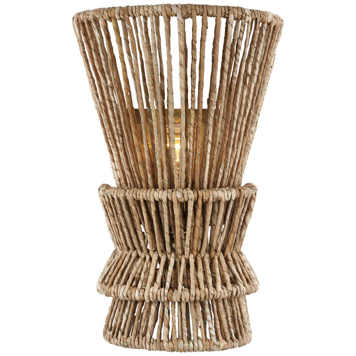 Visual Comfort Signature CHD 2015AB/NAB LED Wall Sconce, Antique-Burnished Brass and Natural Abaca