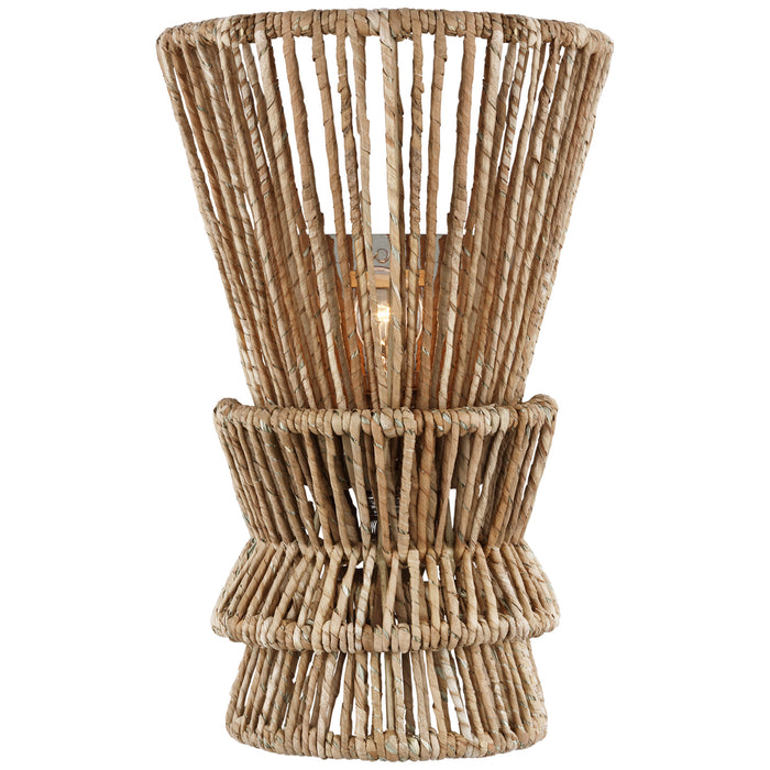 Visual Comfort Signature CHD 2015PN/NAB LED Wall Sconce, Polished Nickel and Natural Abaca