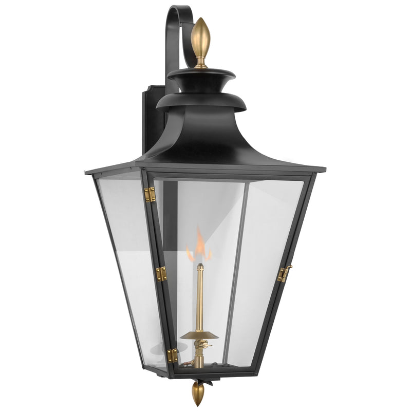 Visual Comfort Signature CHO 2436BLK-CG Gas Wall Lantern, Matte Black and Brass