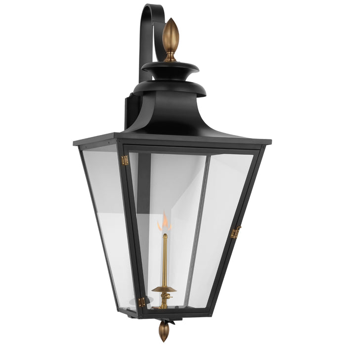 Visual Comfort Signature CHO 2437BLK-CG Gas Wall Lantern, Matte Black and Brass
